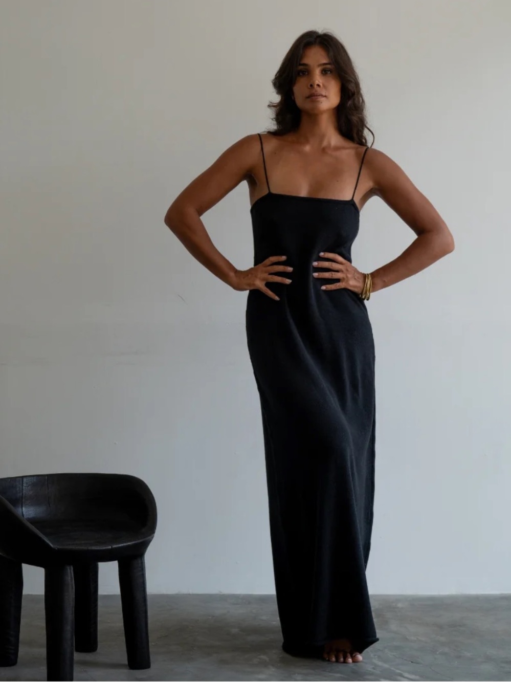 Avy & Co Yvonne knit brown maxi dress